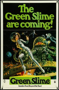 5f0819 GREEN SLIME 1sh 1969 classic cheesy sci-fi movie, Livoti art of sexy astronaut & monster!