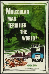 5f0821 H MAN 1sh 1959 Ishiro Honda, molecular man terrifies world, atomic sci-fi horror art!