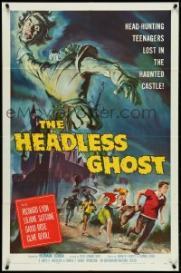 5f0829 HEADLESS GHOST 1sh 1959 head-hunting teens lost in the haunted castle, Reynold Brown art!