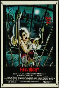 5f0830 HELL NIGHT 1sh 1981 artwork of Linda Blair trying to escape haunted house by Jarvis!