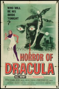 5f0837 HORROR OF DRACULA 1sh 1958 Hammer vampire, Joseph Smith art of monster & sexy girl