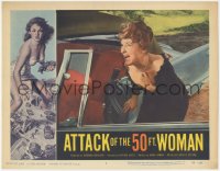 5f0237 ATTACK OF THE 50 FT WOMAN LC #1 1958 terrified screaming Allison Hayes by convertible!