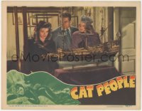 5f0253 CAT PEOPLE LC 1942 sexy Simone Simon, Kent Smith & Jane Randolph looking at model ship!