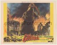 5f0298 GODZILLA LC #4 1956 great image of Gojira crushing train in mouth, rubbery monster classic!