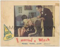 5f0311 I MARRIED A WITCH LC 1942 Veronica Lake in chair w/ cat looks at Fredric March, ultra rare!