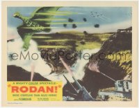 5f0381 RODAN LC #4 1957 Sora no Daikaiju Radon, giant cannons shooting at the flying monster!