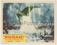 5f0382 RODAN LC #8 1957 Sora no Daikaiju Radon, great image of the monster flying through bridge!