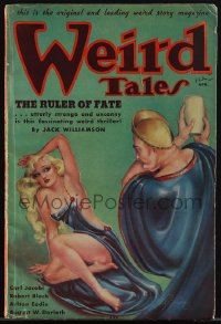 5f0066 WEIRD TALES pulp magazine April 1936 Margaret Brundage cover art of sexy blonde attacked!