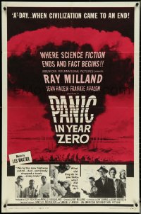 5f0991 PANIC IN YEAR ZERO style B 1sh 1962 Ray Milland, Hagen, Avalon, cool mushroom cloud image!