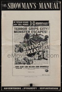 5f0149 REVENGE OF THE CREATURE pressbook 1955 lots of 3-D ads & info about both releases!