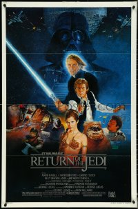 5f1026 RETURN OF THE JEDI style B studio style 1sh 1983 Star Wars Episode VI, Kazuhiko Sano artwork!