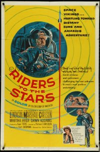 5f1028 RIDERS TO THE STARS 1sh 1954 William Lundigan has broken into outer space w/gravity zero!