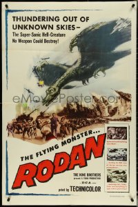 5f1037 RODAN 1sh 1957 Ishiro Honda Sora no Daikaiju Radon, art of The Flying Monster over Japan!