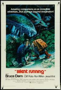 5f1055 SILENT RUNNING 1sh 1972 Douglas Trumbull, cool art of Bruce Dern & his robot by Akimoto!