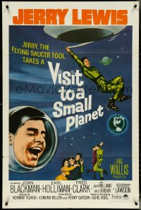 5f1152 VISIT TO A SMALL PLANET 1sh R1966 wacky alien Jerry Lewis saucers down to Earth from space!