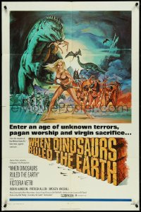 5f1166 WHEN DINOSAURS RULED THE EARTH 1sh 1971 Hammer, artwork of sexy cavewoman Victoria Vetri!