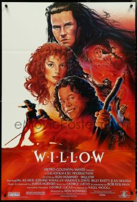 5f1171 WILLOW 1sh 1988 Ron Howard directed, John Alvin art of Val Kilmer, Warwick Davis & Whalley!