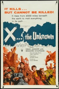 5f1177 X THE UNKNOWN 1sh 1957 it rises from 2000 miles beneath Earth, it kills but cannot be killed!