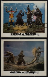 5f1310 GODZILLA VS. MEGALON 8 color 8x10 stills 1973 Gojira tai Megaro, Toho, Jet Jaguar, ultra rare!