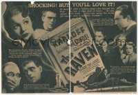 5f1200 RAVEN herald 1935 master of make-up Boris Karloff & Bela Dracula Lugosi, Poe, ultra rare!