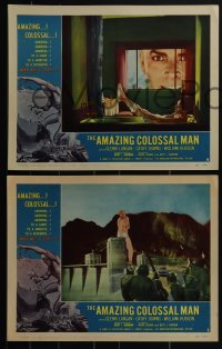 5f0431 AMAZING COLOSSAL MAN 8 LCs 1957 AIP, Bert I. Gordon, border art by Kallis, cool complete set!