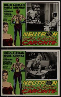 5f0499 NEUTRON CONTRA EL DR CARONTE 8 Spanish/US LCs 1964 Mexican masked wrestler, ultra rare!