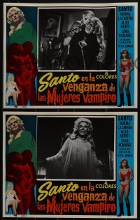 5f0551 SANTO EN LA VENGANZA DE LAS MUJERES VAMPIRO 7 Spanish/US LCs 1970 masked wrestler, ultra rare!