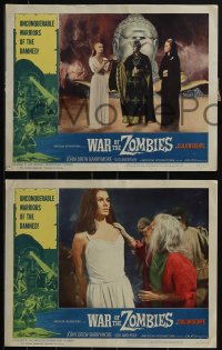 5f0539 WAR OF THE ZOMBIES 8 LCs 1965 John Drew Barrymore, unconquerable warriors of the damned!