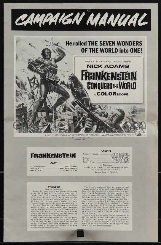 Emovieposter Com Image For F Frankenstein Conquers The World Pressbook Reynold Brown