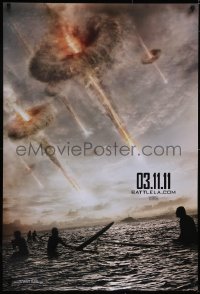 5g0689 BATTLE LOS ANGELES teaser DS 1sh 2011 Aaron Eckhart, cool image of surfers & alien arrival!