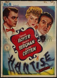 5g0190 GASLIGHT Belgian R1950s different art of Ingrid Bergman, Joseph Cotten & Charles Boyer!