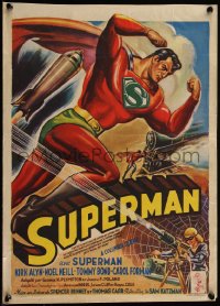 5g0183 SUPERMAN part 1 Belgian 1950 cool different Jiel art of Kirk Alyn in red costume, ultra rare!