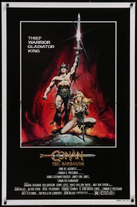 5g0718 CONAN THE BARBARIAN advance 1sh 1982 Arnold Schwarzenegger & sexy Sandahl Bergman by Casaro!