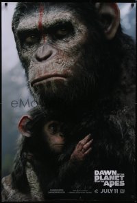 5g0730 DAWN OF THE PLANET OF THE APES style B teaser DS 1sh 2014 close-up of Caesar w/ his son!