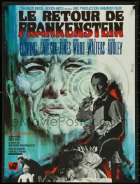 5g0633 FRANKENSTEIN MUST BE DESTROYED French 23x31 1970 different art of Cushing by Jean Mascii!