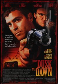 5g0784 FROM DUSK TILL DAWN DS 1sh 1995 George Clooney with smoking gun & Quentin Tarantino, vampires!