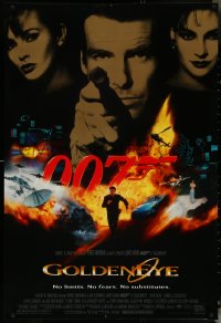 5g0790 GOLDENEYE 1sh 1995 cast image of Pierce Brosnan as Bond, Isabella Scorupco, Famke Janssen!