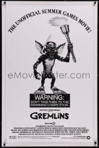 5g0800 GREMLINS 1sh 1984 Joe Dante, black and white art of Stripe w/ Olympic torch, ultra rare!