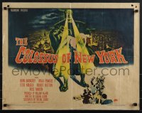 5g0224 COLOSSUS OF NEW YORK 1/2sh 1958 great art of robot monster holding sexy girl!