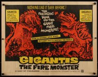 5g0249 GIGANTIS THE FIRE MONSTER 1/2sh 1959 cool art of Godzilla breathing flames at Angurus!