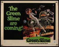 5g0252 GREEN SLIME 1/2sh 1969 cheesy sci-fi movie, Livoti art of sexy astronaut & monster, unfolded!