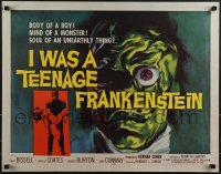 5g0264 I WAS A TEENAGE FRANKENSTEIN 1/2sh 1957 wonderful close up art of wacky unearthly monster!