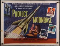 5g0280 PROJECT MOONBASE 1/2sh 1953 Robert Heinlein, cool art of rocket ship & astronauts!