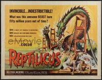 5g0285 REPTILICUS 1/2sh 1962 indestructible 50 million year-old giant lizard destroys bridge!