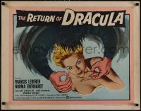 5g0286 RETURN OF DRACULA 1/2sh 1958 art of sexy girl being grabbed by vampire monster!