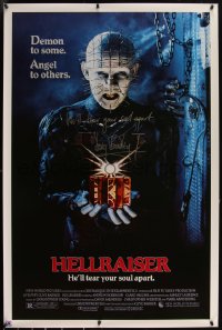 5g0819 HELLRAISER signed 1sh 1987 by Doug Bradley, great image of him as Pinhead!