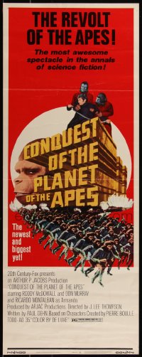 5g0036 CONQUEST OF THE PLANET OF THE APES insert 1972 Roddy McDowall, the revolt of the apes!