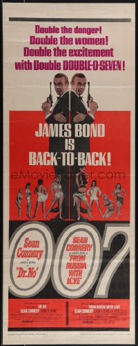 5g0048 DR. NO/FROM RUSSIA WITH LOVE insert 1965 Connery is James Bond, double danger & excitement!