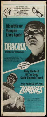 5g0050 DRACULA PRINCE OF DARKNESS/PLAGUE OF THE ZOMBIES insert 1966 bloodsuckers & undead double-bill!