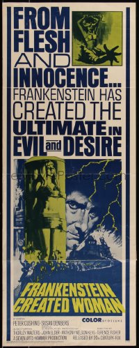 5g0066 FRANKENSTEIN CREATED WOMAN insert 1967 Peter Cushing, sexy Susan Denberg, evil & desire!